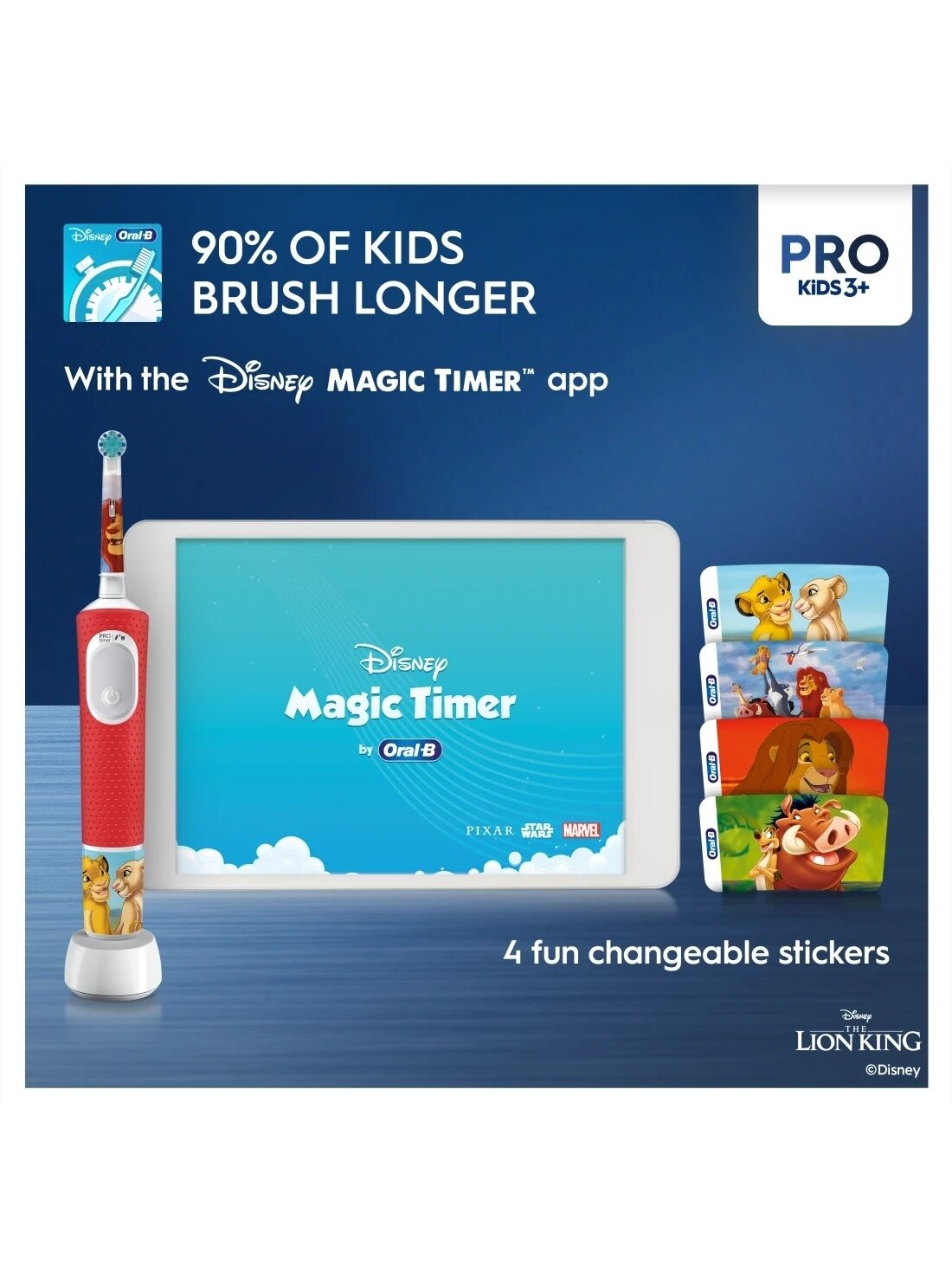 Braun | Electric Toothbrush | Vitality PRO Kids 3+ Lion King | Rechargeable | For children | Number of brush heads included 1 | Number of teeth brushing modes 2 4 Braun | Electric Toothbrush | Vitality PRO Kids 3+ Lion King | Rechargeable | For children | Number of brush heads included 1 | Number of teeth brushing modes 2 4