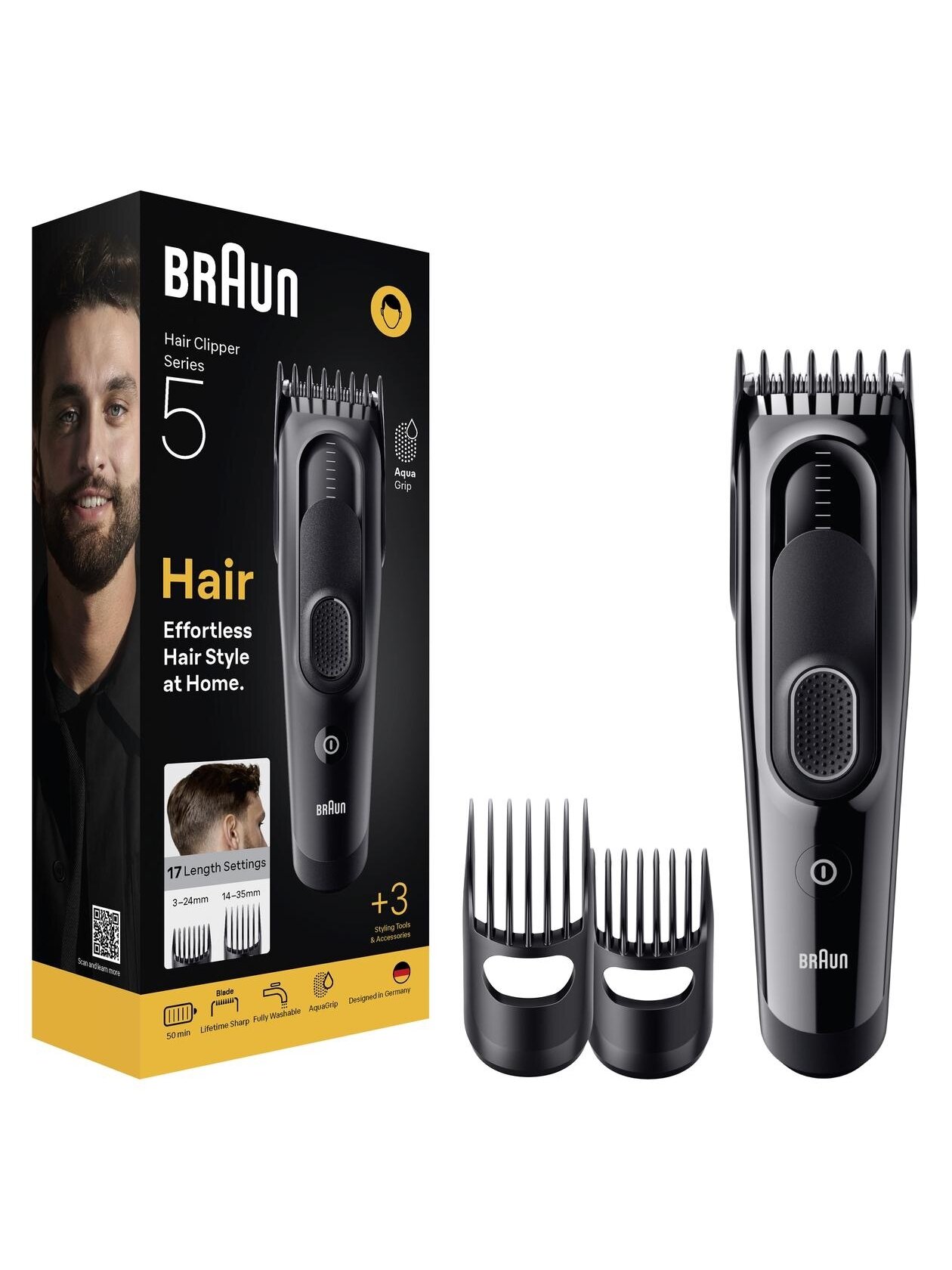 Braun Hair Clipper | HC5530 Series 5 | Cordless | Number of length steps 17 | Black 2 Braun Hair Clipper | HC5530 Series 5 | Cordless | Number of length steps 17 | Black 2