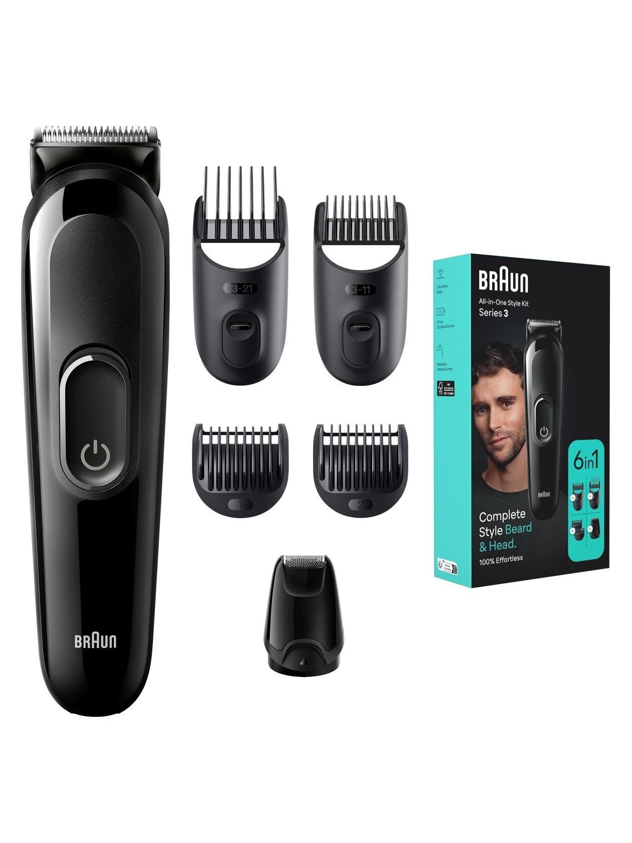 Braun Trimmer | 6-in-1 Style Kit 3 MGK3410 | Cordless | Number of length steps 13 | Black 1 Braun Trimmer | 6-in-1 Style Kit 3 MGK3410 | Cordless | Number of length steps 13 | Black 1