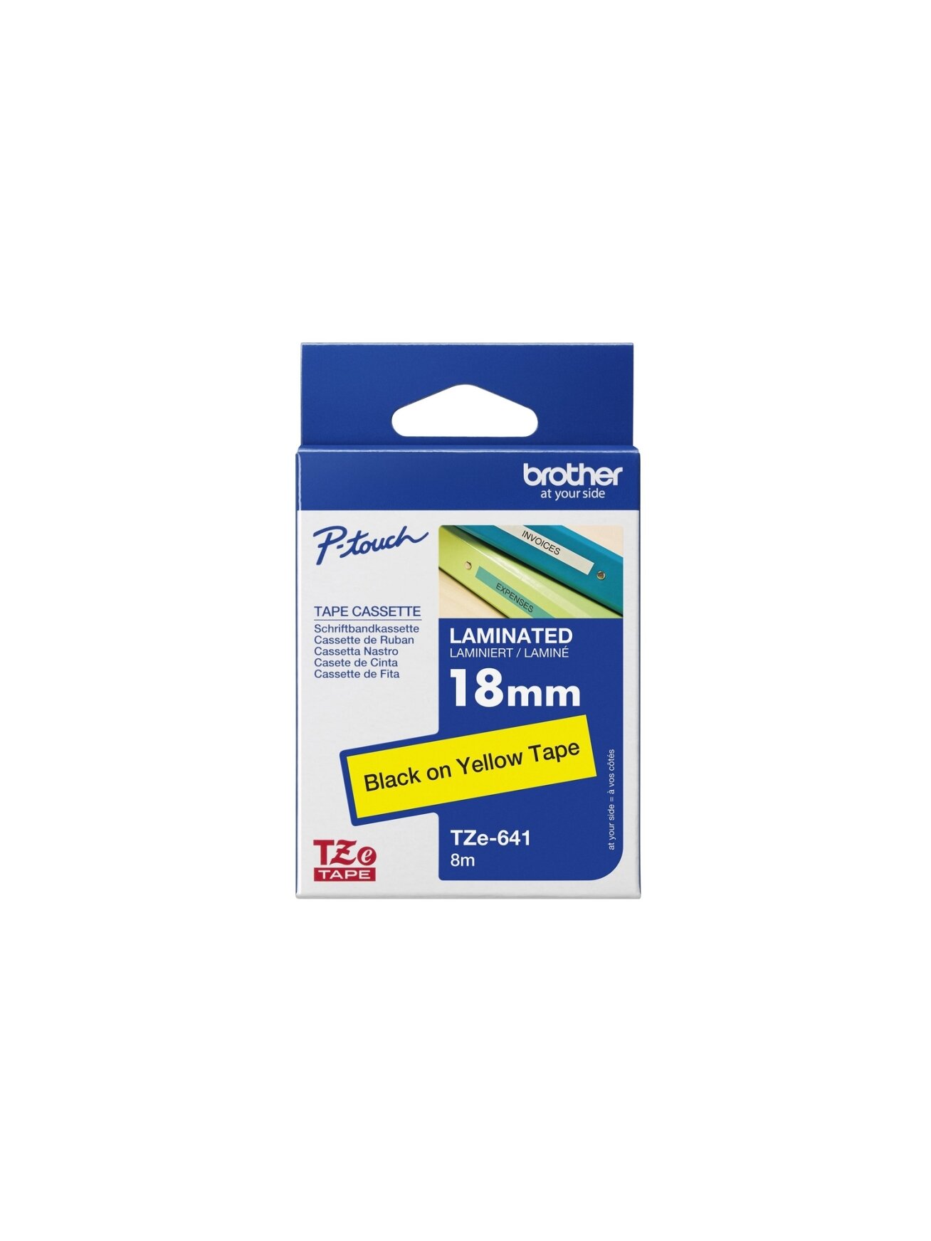Brother | TZe-641 Laminated Tape | Black On Yellow | TZe | 8 m | 1.8 cm Brother | TZe-641 Laminated Tape | Black On Yellow | TZe | 8 m | 1.8 cm