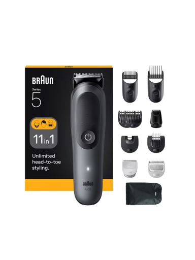 Braun 11-in-1 Grooming Kit | All-in-One Kit Series 5 AIO5560 | Cordless | Number of length steps 14 | Grey/Black