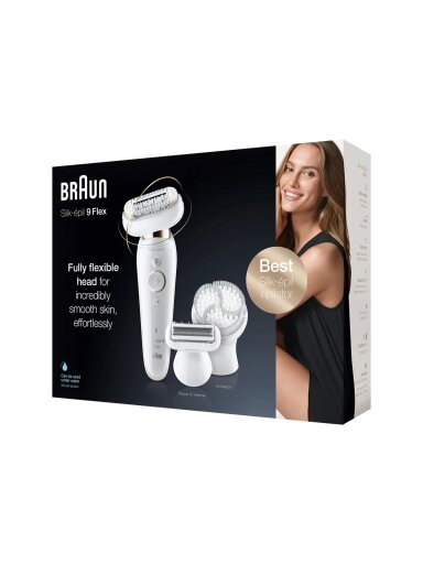 Braun Epilator | SES9-030 3D Silk-Epilk 9 Flex | Operating time (max) 50 min | Number of power levels 2 | Wet & Dry | White/Rose
