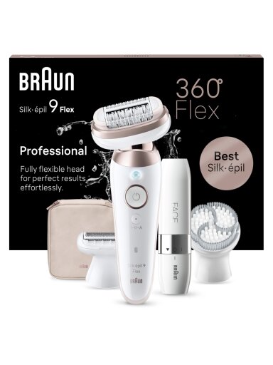 Braun Epilator | SES9-360 Silk épil 9 Flex 3D | Operating time (max) 50 min | Number of power levels 1 | Wet & Dry | White/Rose