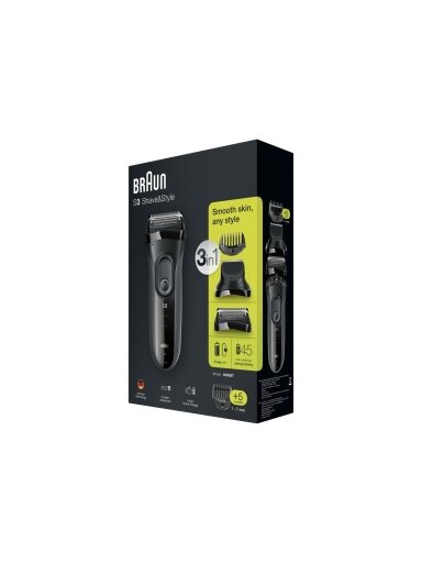 Braun Shave&Style Shaver | 3000BT Series 3 | Operating time (max) 45 min | NiMH | Black