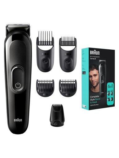 Braun Trimmer | 6-in-1 Style Kit 3 MGK3410 | Cordless | Number of length steps 13 | Black
