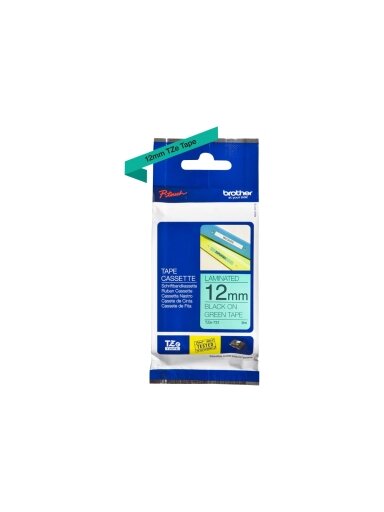 Brother | TZe-731 Laminated Tape | Black on Green | TZe | 8 m | 1.2 cm