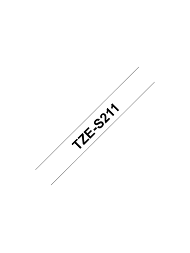 Brother | TZe-S211 Strong Adhesive Laminated Tape | Black on White | TZe | 8 m | 6 cm