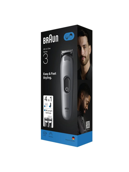 Braun 4-in-1 Grooming Kit | All-in-One Series 3 AIO3500 | Cordless | Number of length steps 14 | Black 4