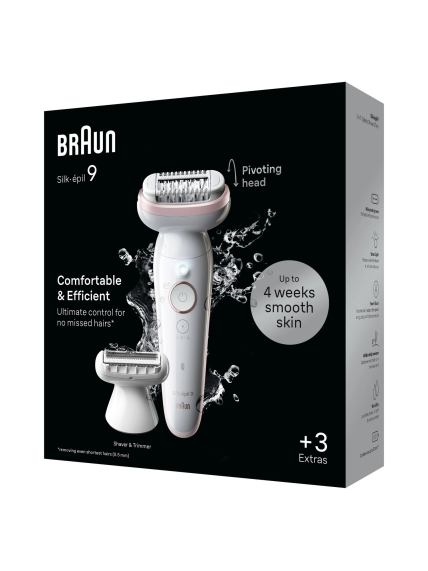 Braun Epilator | SES9-030 Silk épil 9 | Operating time (max) 50 min | Number of power levels 2 | Wet & Dry | White/Rose 3
