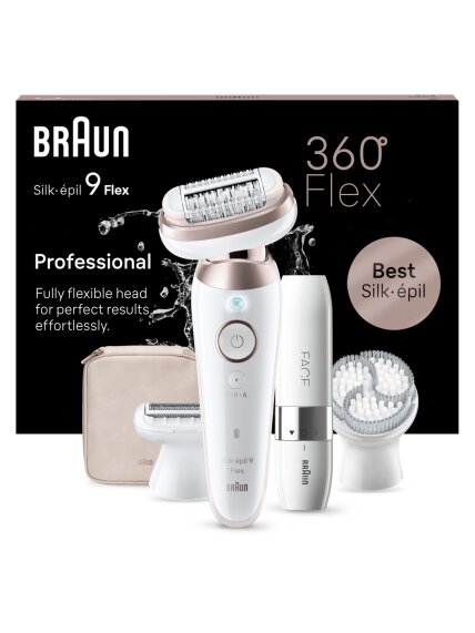 Braun Epilator | SES9-360 Silk épil 9 Flex 3D | Operating time (max) 50 min | Number of power levels 1 | Wet & Dry | White/Rose 1