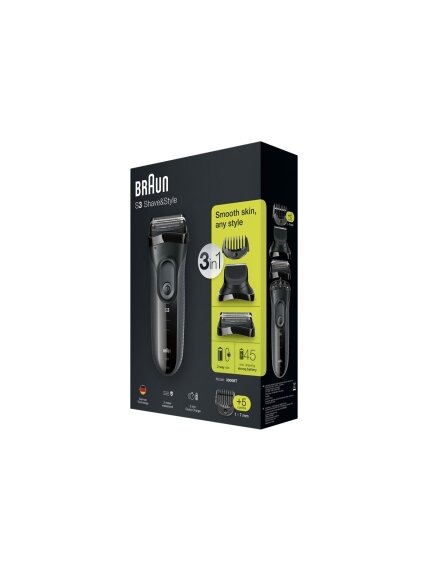 Braun Shave&Style Shaver | 3000BT Series 3 | Operating time (max) 45 min | NiMH | Black 1 Braun Shave&Style Shaver | 3000BT Series 3 | Operating time (max) 45 min | NiMH | Black 1