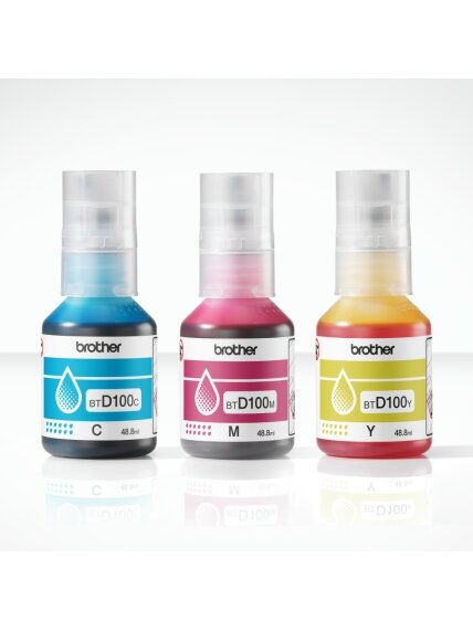 Brother BTD100CLVAL | Multipack Ink Bottles | Magenta, Cyan, Yellow 1 Brother BTD100CLVAL | Multipack Ink Bottles | Magenta, Cyan, Yellow 1