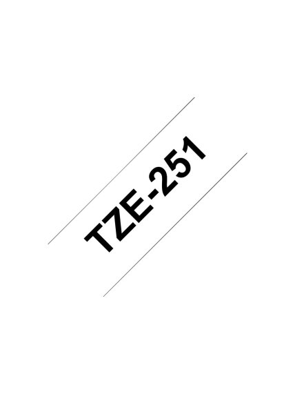Brother | TZ-251 Laminated Tape | Black on White | TZe | 8 m | 2.4 cm 2