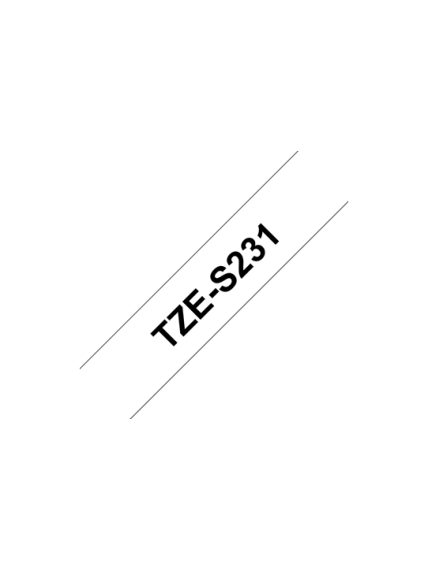 Brother | TZ-S231 Strong Adhesive Laminated Tape | Black on White | TZe | 8 m | 1.2 cm Brother | TZ-S231 Strong Adhesive Laminated Tape | Black on White | TZe | 8 m | 1.2 cm