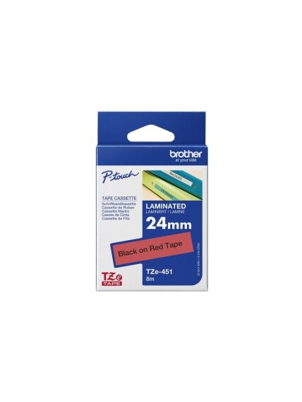 Brother | TZe-451 Laminated Tape | Black On Red | TZe | 8 m | 2.4 cm Brother | TZe-451 Laminated Tape | Black On Red | TZe | 8 m | 2.4 cm