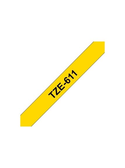 Brother | TZe-611 Laminated Tape | Black on Yellow | TZe | 8 m | 6 cm 2