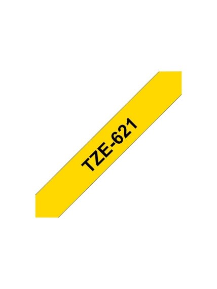 Brother | TZe-621 Laminated Tape | Black on Yellow | TZe | 8 m | 9 cm 2