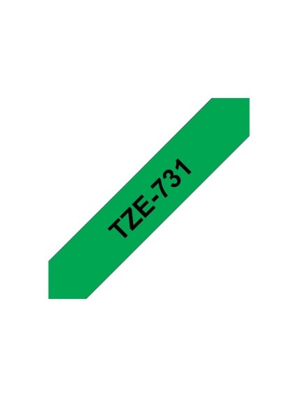 Brother | TZe-731 Laminated Tape | Black on Green | TZe | 8 m | 1.2 cm 3