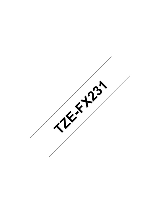 Brother | TZe-FX231 Flexible ID Laminated Tape | Black on White | TZe | 8 m | 1.2 cm Brother | TZe-FX231 Flexible ID Laminated Tape | Black on White | TZe | 8 m | 1.2 cm