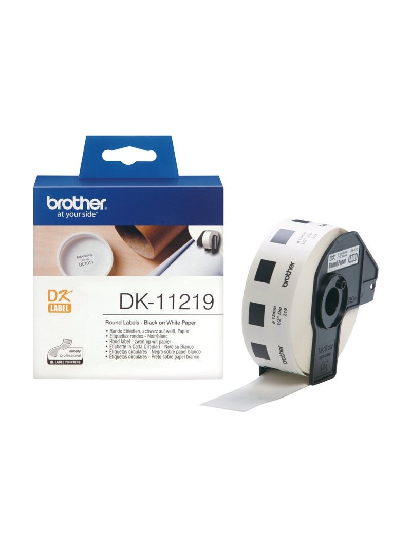 Brother DK-11219 Round paper labels, 12 mm, Black on white | Brother 1