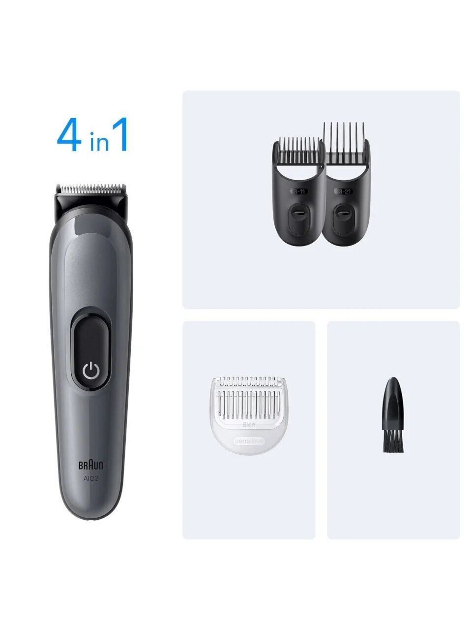 Braun 4-in-1 Grooming Kit | All-in-One Series 3 AIO3500 | Cordless | Number of length steps 14 | Black 3