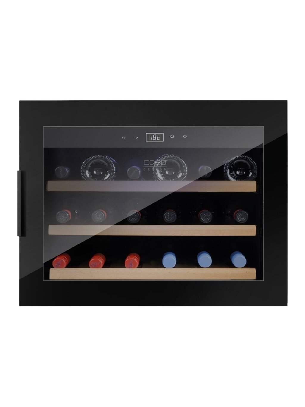 Caso | Wine cooler | WineSafe 18 EB | Energy efficiency class G | Built-in | Bottles capacity 18 bottles | Cooling type Compressor technology | Black 1 Caso | Wine cooler | WineSafe 18 EB | Energy efficiency class G | Built-in | Bottles capacity 18 bottles | Cooling type Compressor technology | Black 1