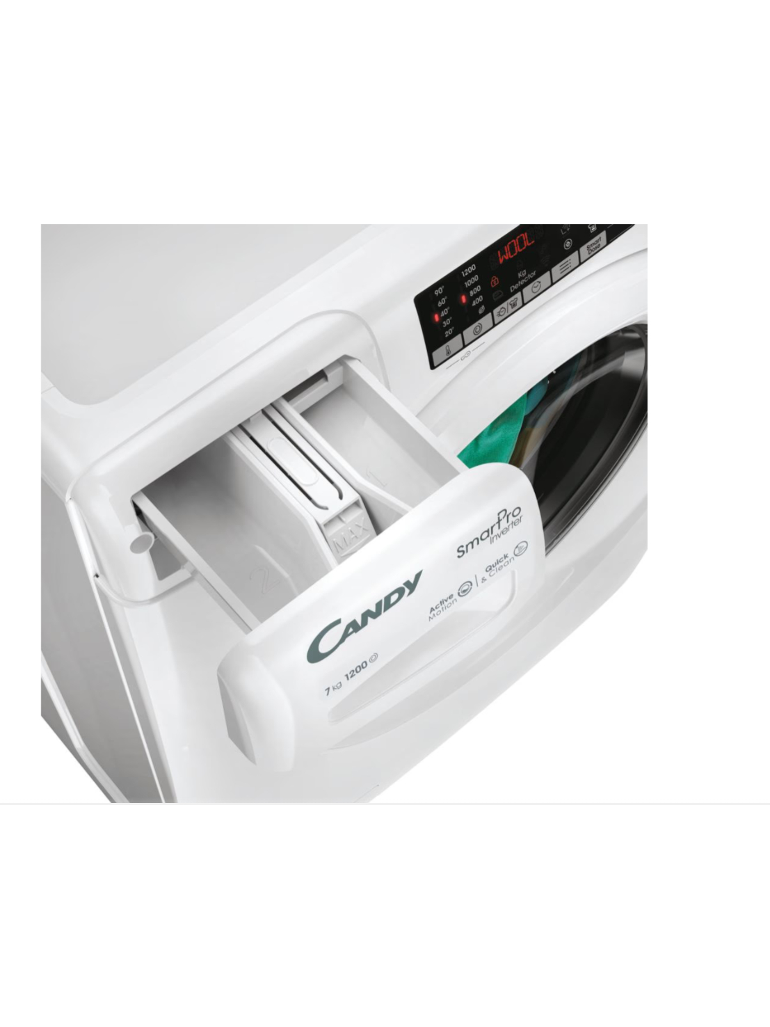 Candy | Washing Machine | CO4 274TWM6/1-S | Energy efficiency class A | Front loading | Washing capacity 7 kg | 1200 RPM | Depth 45 cm | Width 60 cm | Display | LCD | Wi-Fi | White 7