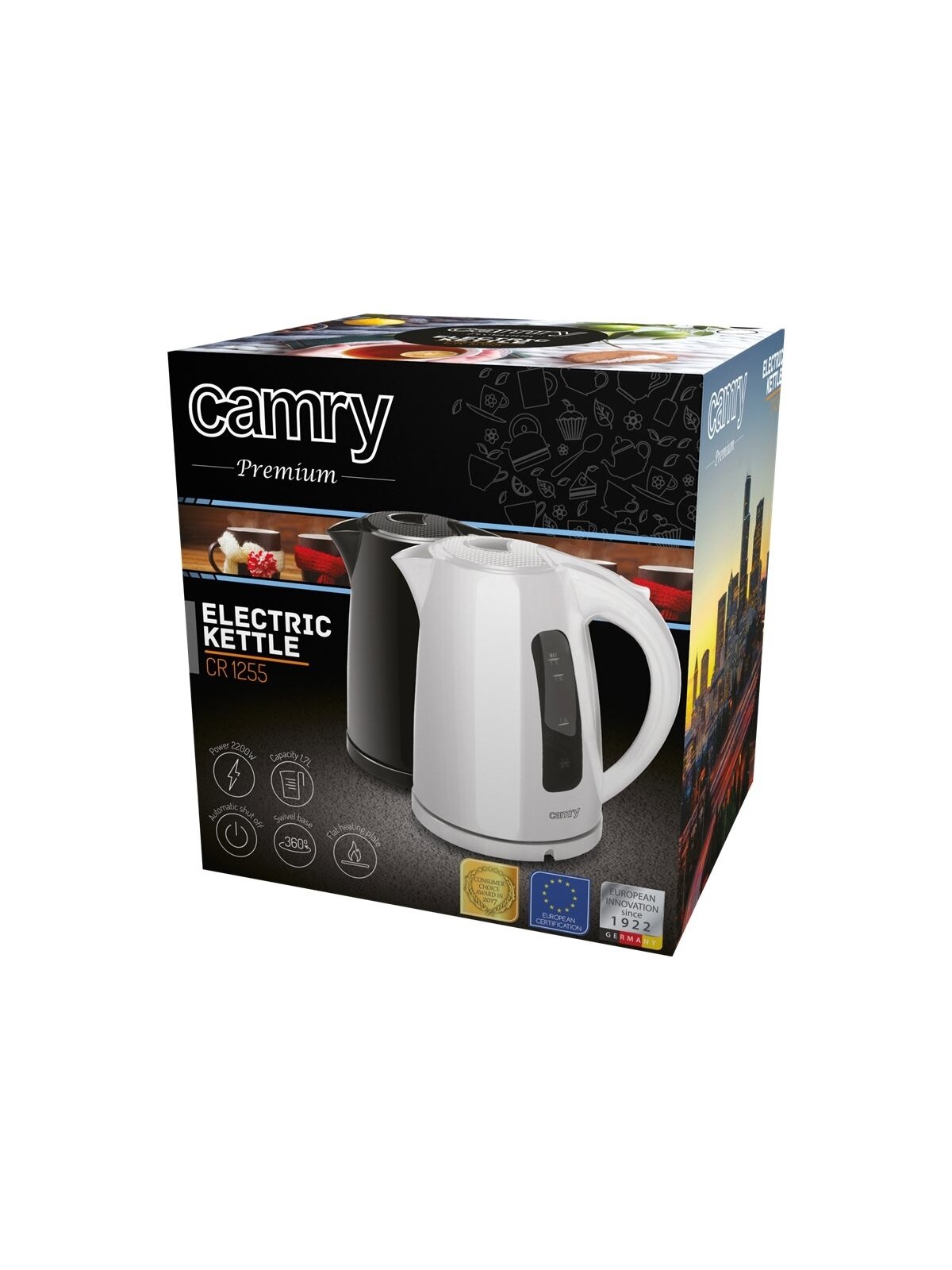 Camry | Kettle | CR 1255 | Standard | 2200 W | 1.7 L | Plastic | 360° rotational base | Black 7