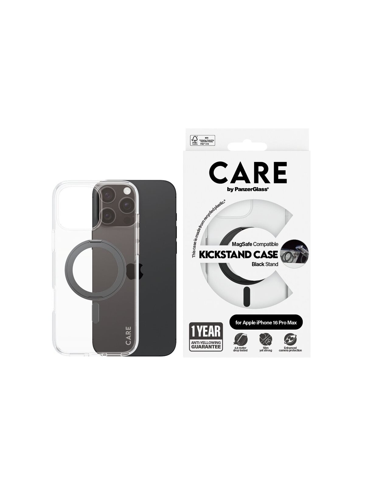 CARE Back cover | Apple | iPhone 16 Pro Max | Recycled plastic | Transparent 1 CARE Back cover | Apple | iPhone 16 Pro Max | Recycled plastic | Transparent 1