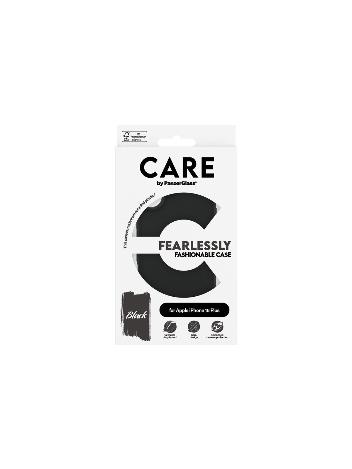 CARE by PanzerGlass Case Fashion | Back protection | Apple | iPhone 16 Plus | Recycled plastic | Black 3