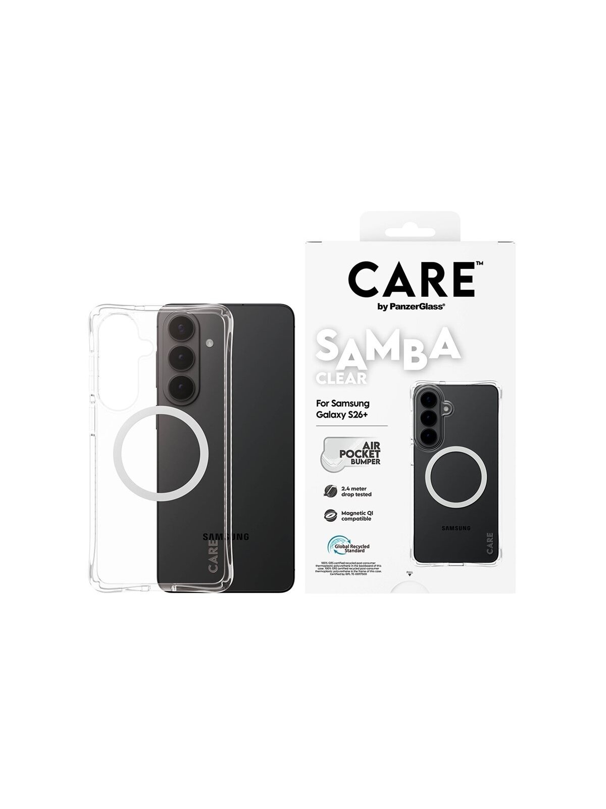 CARE by PanzerGlass Samba Case Transparent w. White Qi Samsung New Galaxy S26 Plus | PanzerGlass CARE by PanzerGlass Samba Case Transparent w. White Qi Samsung New Galaxy S26 Plus | PanzerGlass