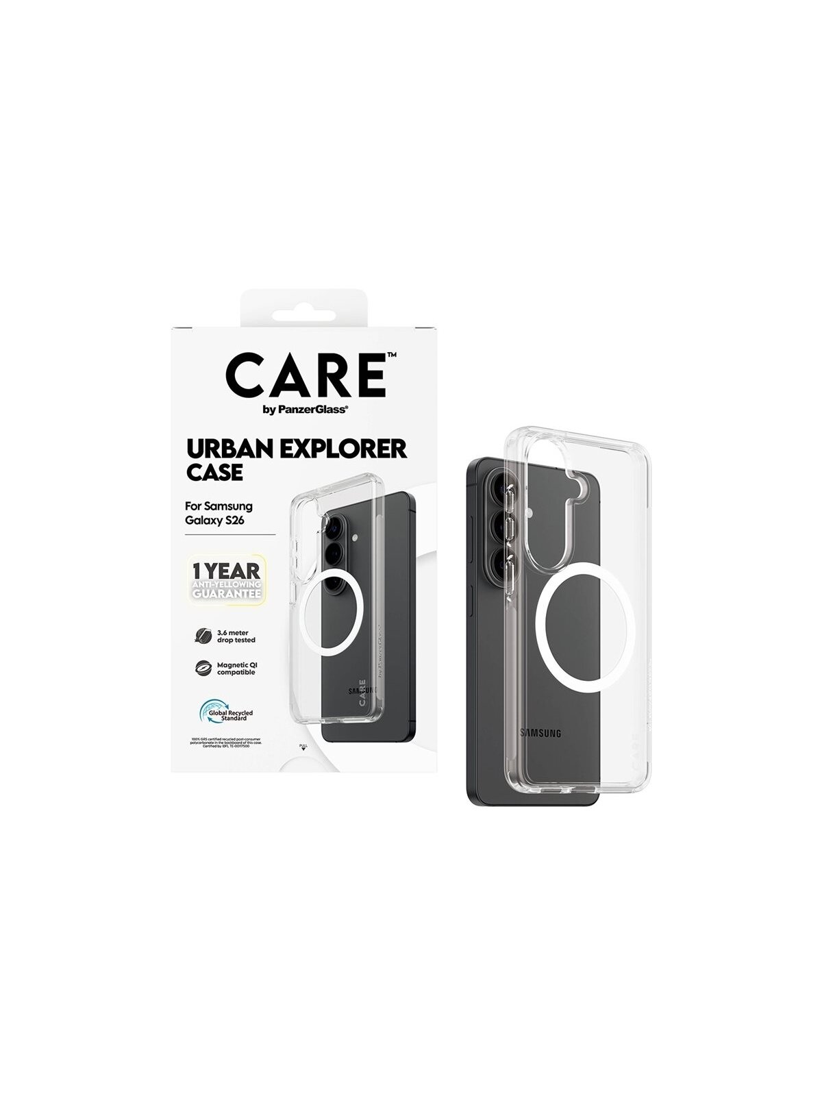 CARE by PanzerGlass Urban Explorer Case Transparent w. White Qi Samsung New Galaxy S26 | PanzerGlass 3