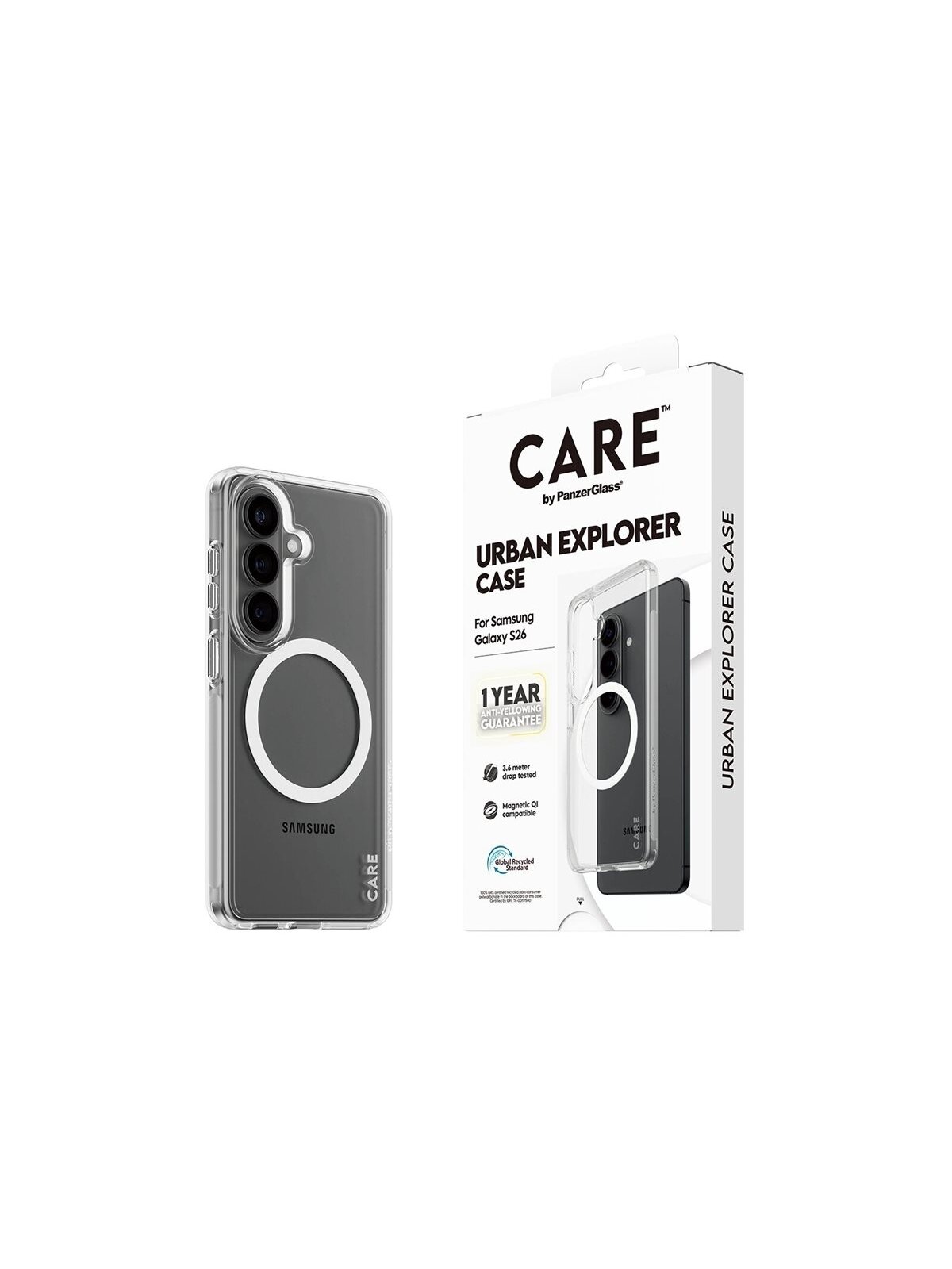 CARE by PanzerGlass Urban Explorer Case Transparent w. White Qi Samsung New Galaxy S26 | PanzerGlass 4