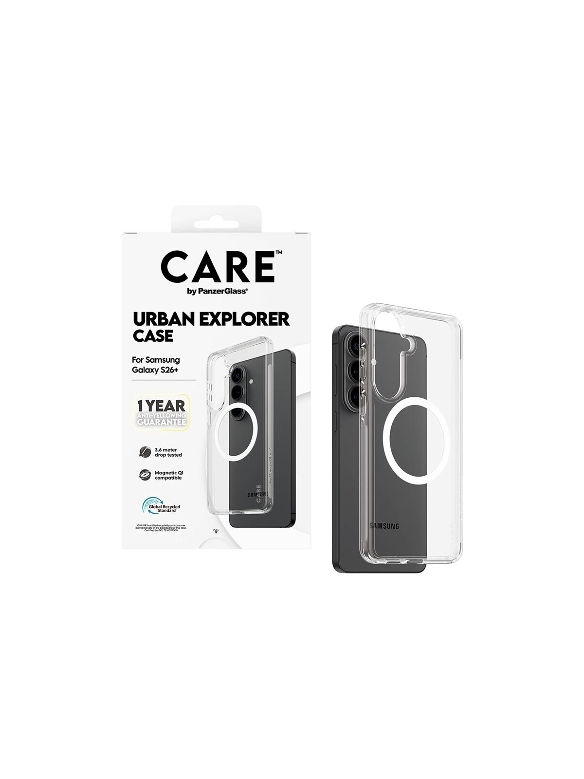 CARE by PanzerGlass Urban Explorer Case Transparent w. White Qi Samsung New Galaxy S26 Plus | PanzerGlass 2