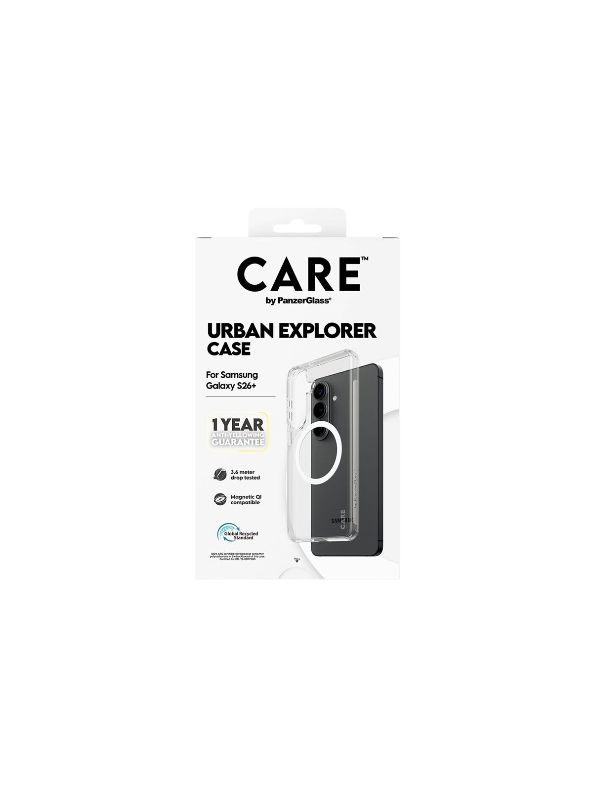 CARE by PanzerGlass Urban Explorer Case Transparent w. White Qi Samsung New Galaxy S26 Plus | PanzerGlass 5