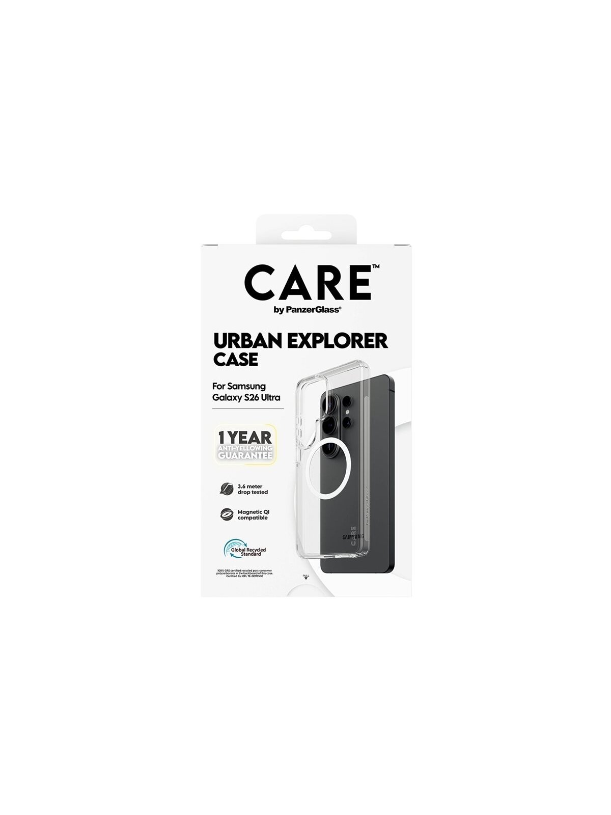 CARE by PanzerGlass Urban Explorer Case Transparent w. White Qi Samsung New Galaxy S26 Ultra | PanzerGlass 5 CARE by PanzerGlass Urban Explorer Case Transparent w. White Qi Samsung New Galaxy S26 Ultra | PanzerGlass 5