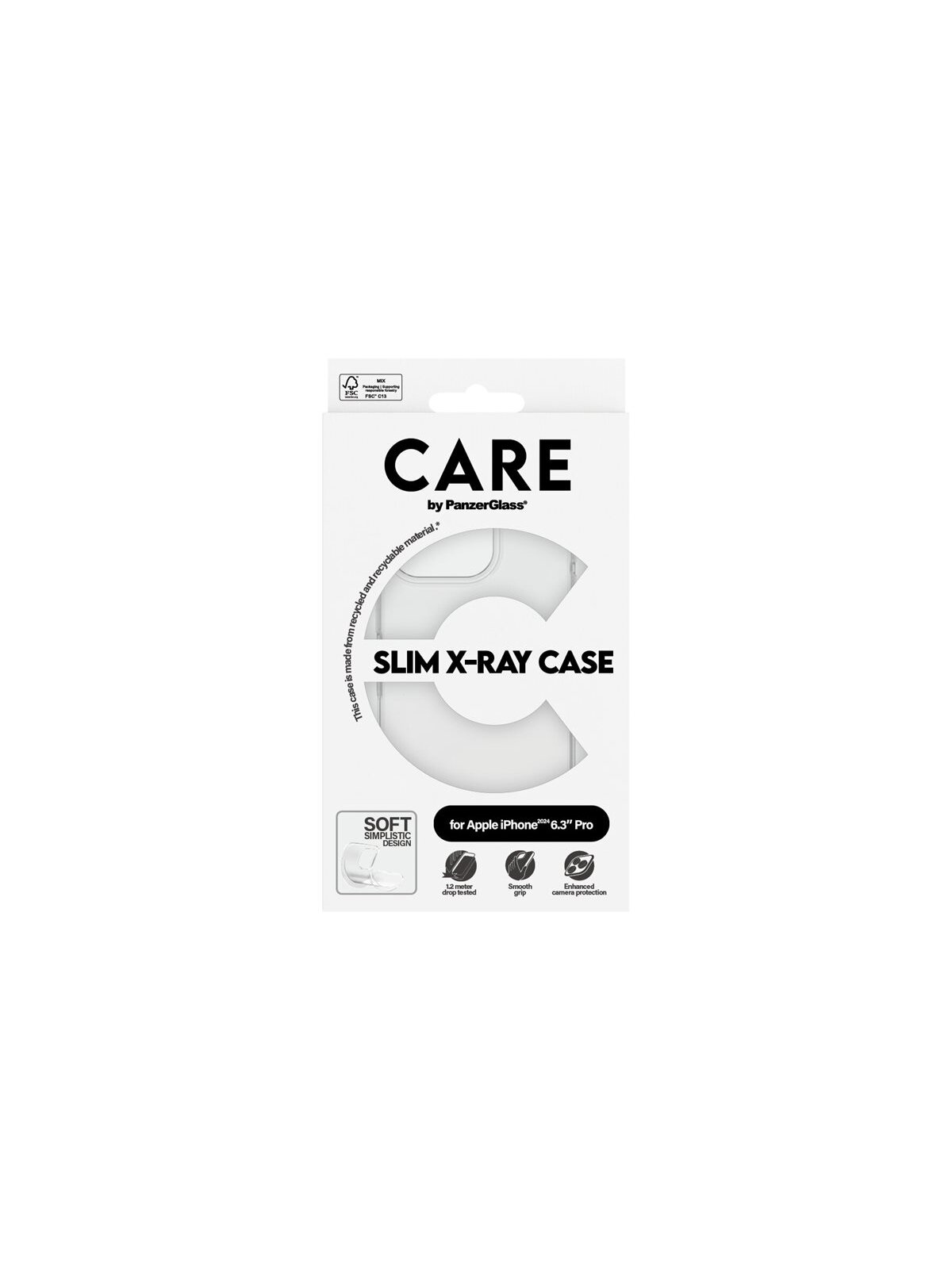 CARE Fashionable Case | Back cover | Apple | iPhone 16 PRO | Recycled plastic | Transparent | X-Ray Soft Basic 2 CARE Fashionable Case | Back cover | Apple | iPhone 16 PRO | Recycled plastic | Transparent | X-Ray Soft Basic 2