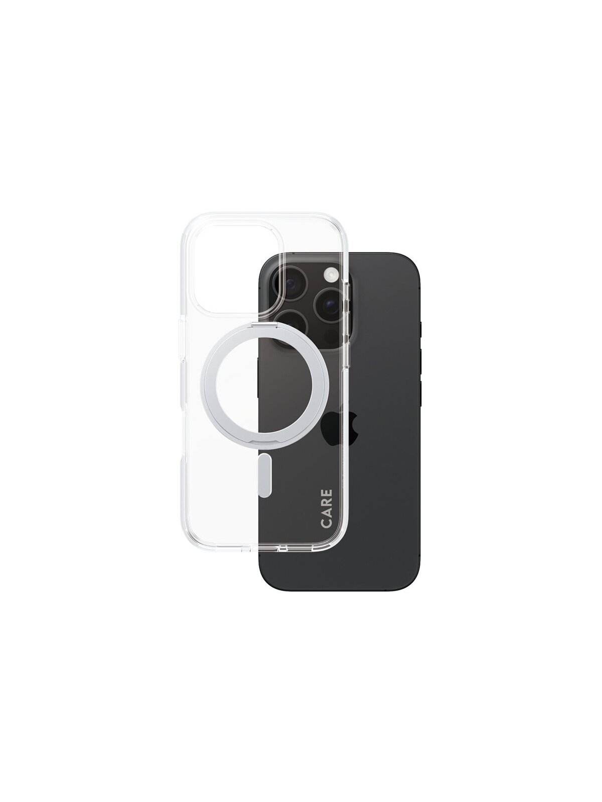 CARE Feature Case | Back cover | Apple | iPhone 16 PRO | Recycled plastic | Silver | Kickstand & MagSafe 1
