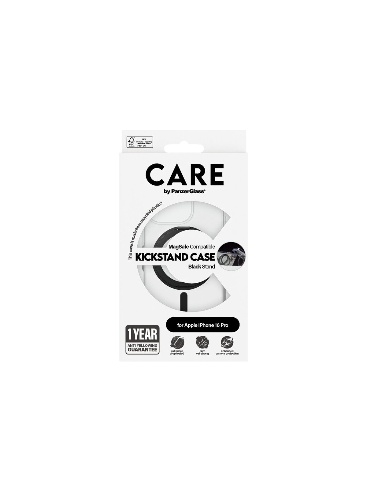 CARE Feature Case | Back cover | Apple | iPhone 16 Pro | Recycled plastic | Transparent | MagSafe 2 CARE Feature Case | Back cover | Apple | iPhone 16 Pro | Recycled plastic | Transparent | MagSafe 2