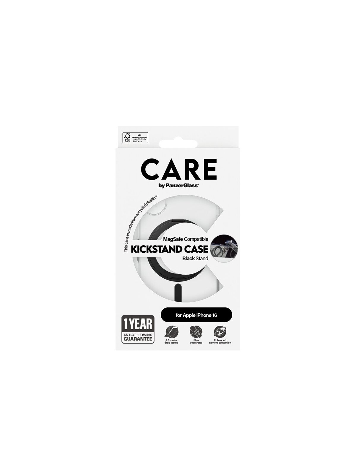 CARE Feature Case | Back cover | Apple | iPhone 16 | Recycled plastic | Transparent | MagSafe 3 CARE Feature Case | Back cover | Apple | iPhone 16 | Recycled plastic | Transparent | MagSafe 3