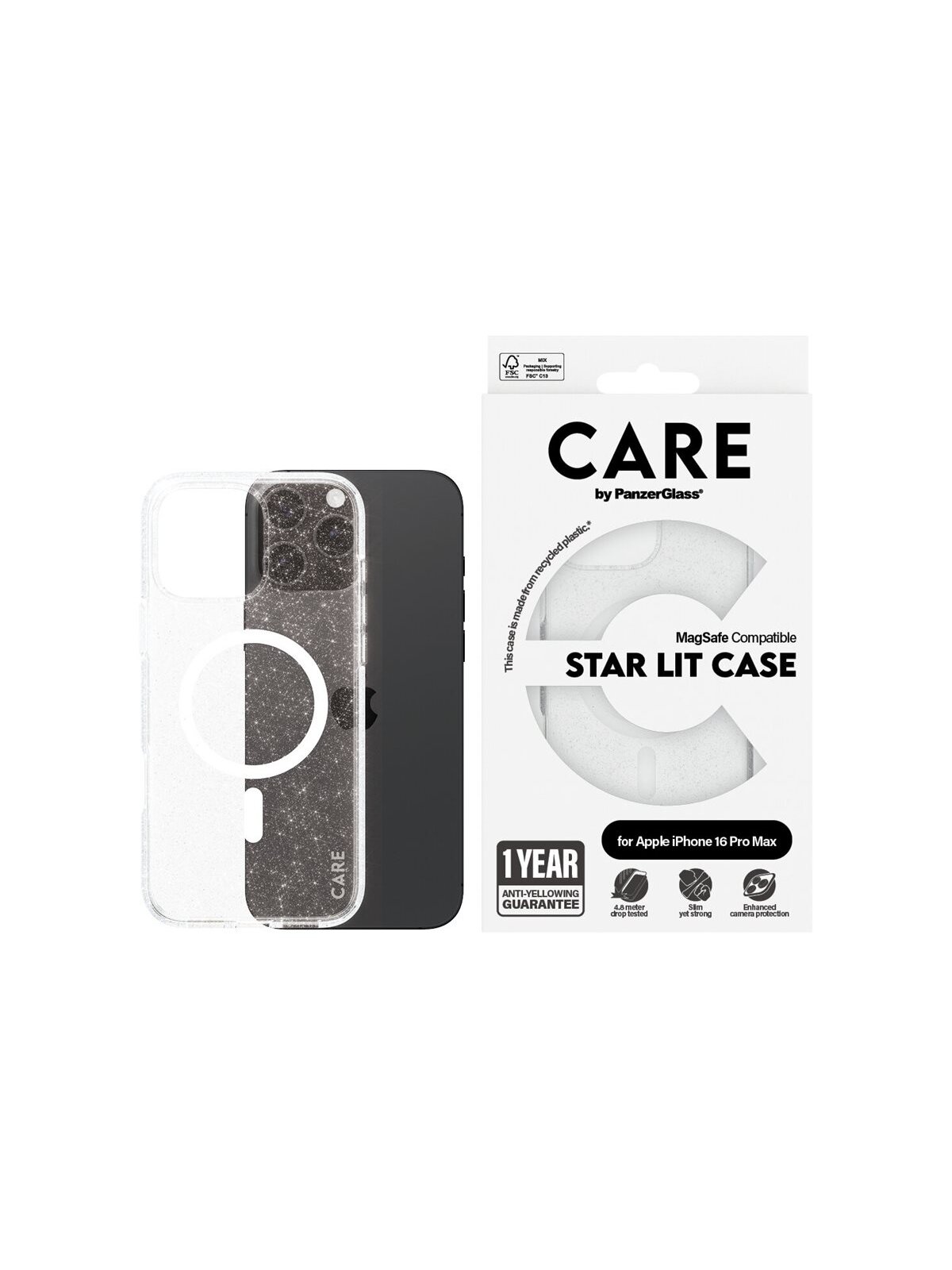 CARE Flagship Case | Back cover | Apple | iPhone 16 Pro Max | Recycled plastic | White | Urban Combat Star Lit with MagSafe 2