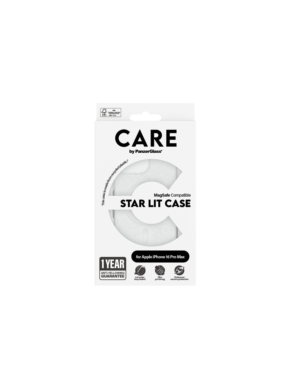 CARE Flagship Case | Back cover | Apple | iPhone 16 Pro Max | Recycled plastic | White | Urban Combat Star Lit with MagSafe 3