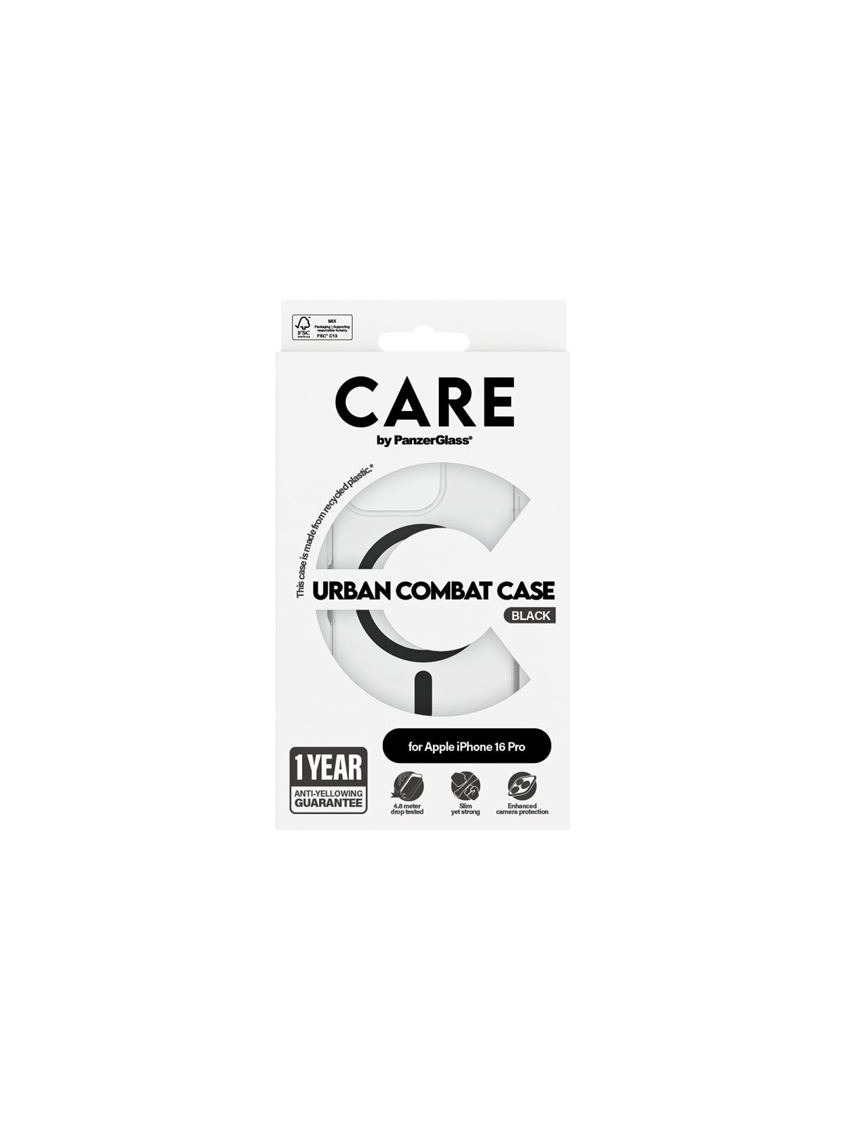 CARE Flagship Case | Back cover | Apple | iPhone 16 PRO | Recycled plastic | Black | MagSafe 2