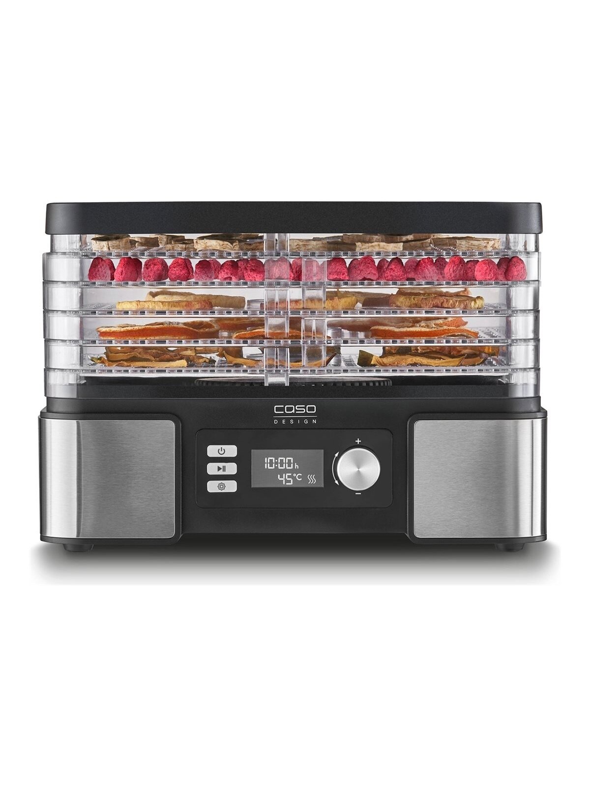 Caso | Food Dehydrator | DH 450 | Power 370-450 W | Number of trays 5 | Temperature control | Integrated timer | Black/Stainless Steel Caso | Food Dehydrator | DH 450 | Power 370-450 W | Number of trays 5 | Temperature control | Integrated timer | Black/Stainless Steel