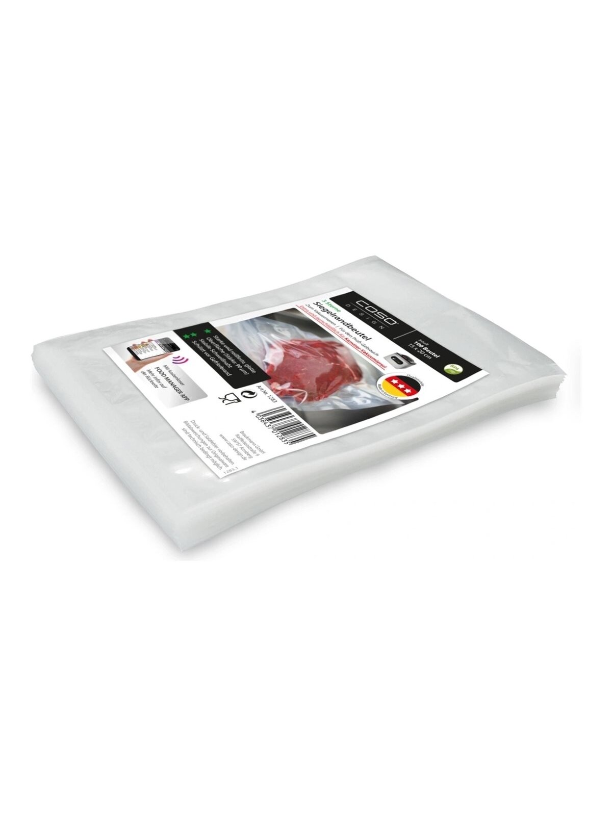 Caso | Sealed edge bags | 01283 | 100 bags | Dimensions (W x L) 15 x 20 cm Caso | Sealed edge bags | 01283 | 100 bags | Dimensions (W x L) 15 x 20 cm