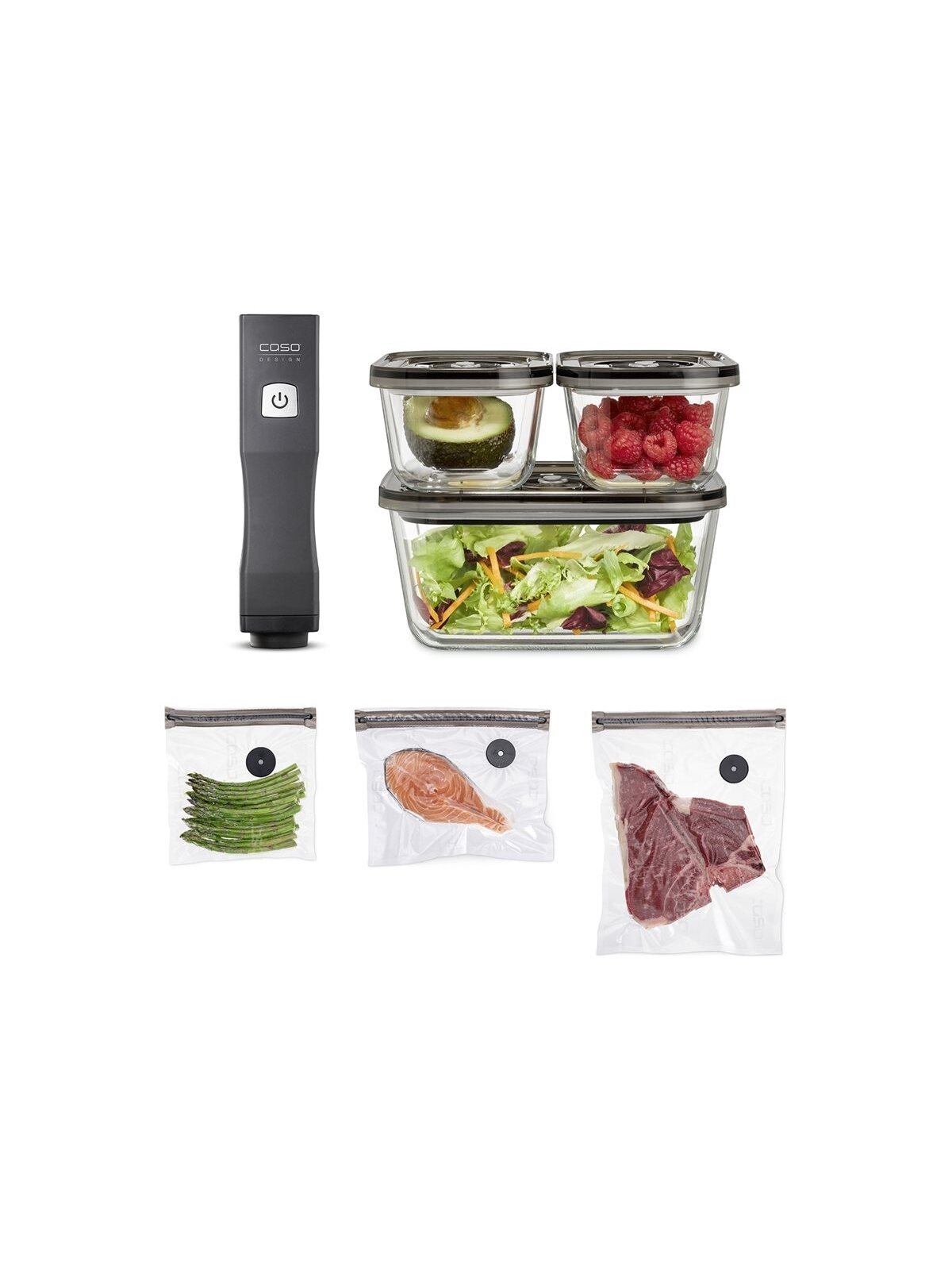 Caso | Vacu OneTouch Vacuum sealer Eco-Set | Black Caso | Vacu OneTouch Vacuum sealer Eco-Set | Black
