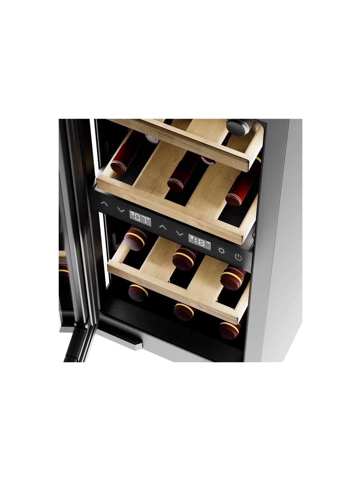 Caso Wine cooler | WineDeluxe WDU 18 | Energy efficiency class F | Built-in | Bottles capacity 18 | Black 3 Caso Wine cooler | WineDeluxe WDU 18 | Energy efficiency class F | Built-in | Bottles capacity 18 | Black 3