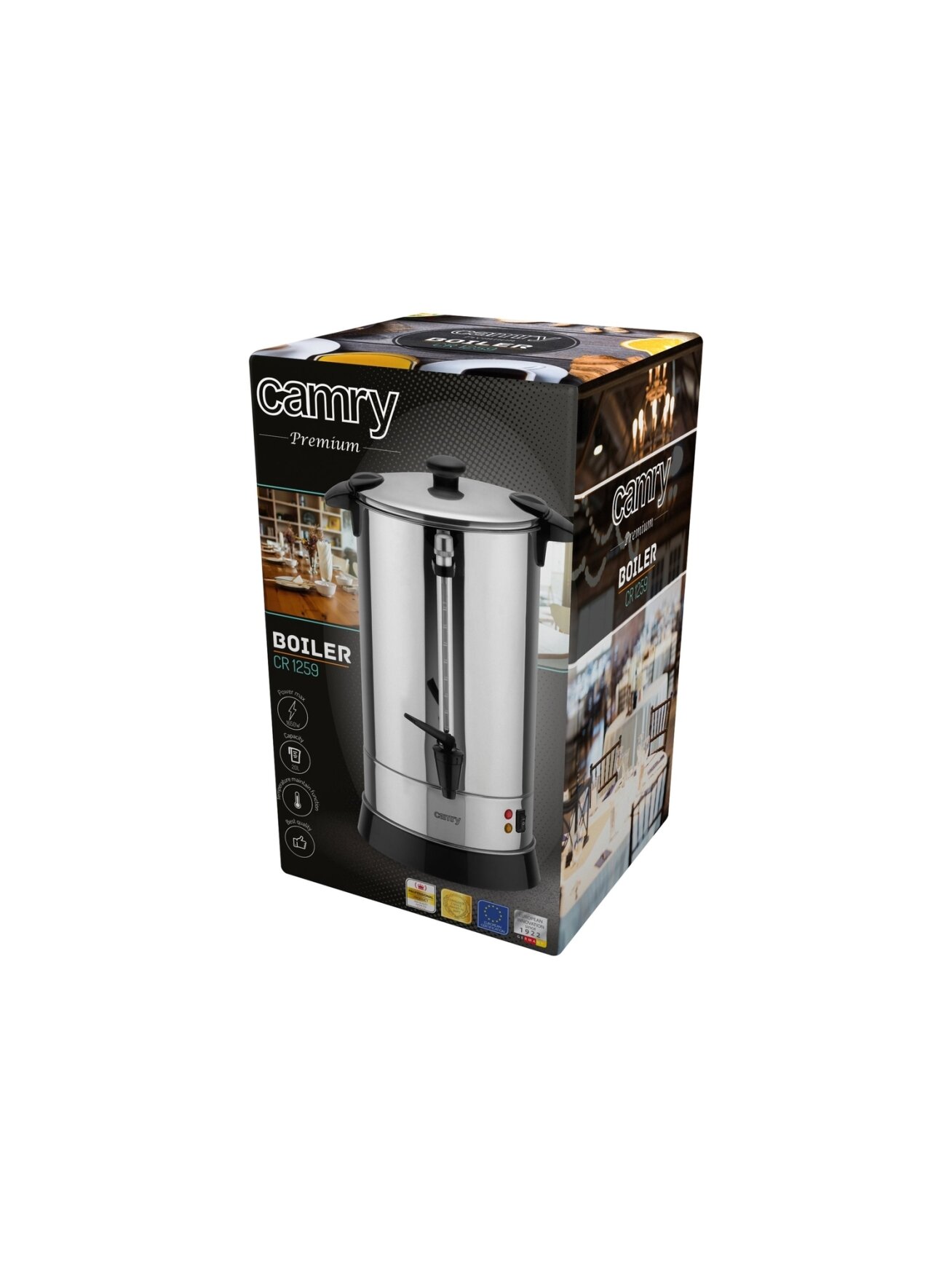 Camry | Boiler | CR 1259 | Electric | 1650 W | 20 L | Stainless steel | Stainless steel 2