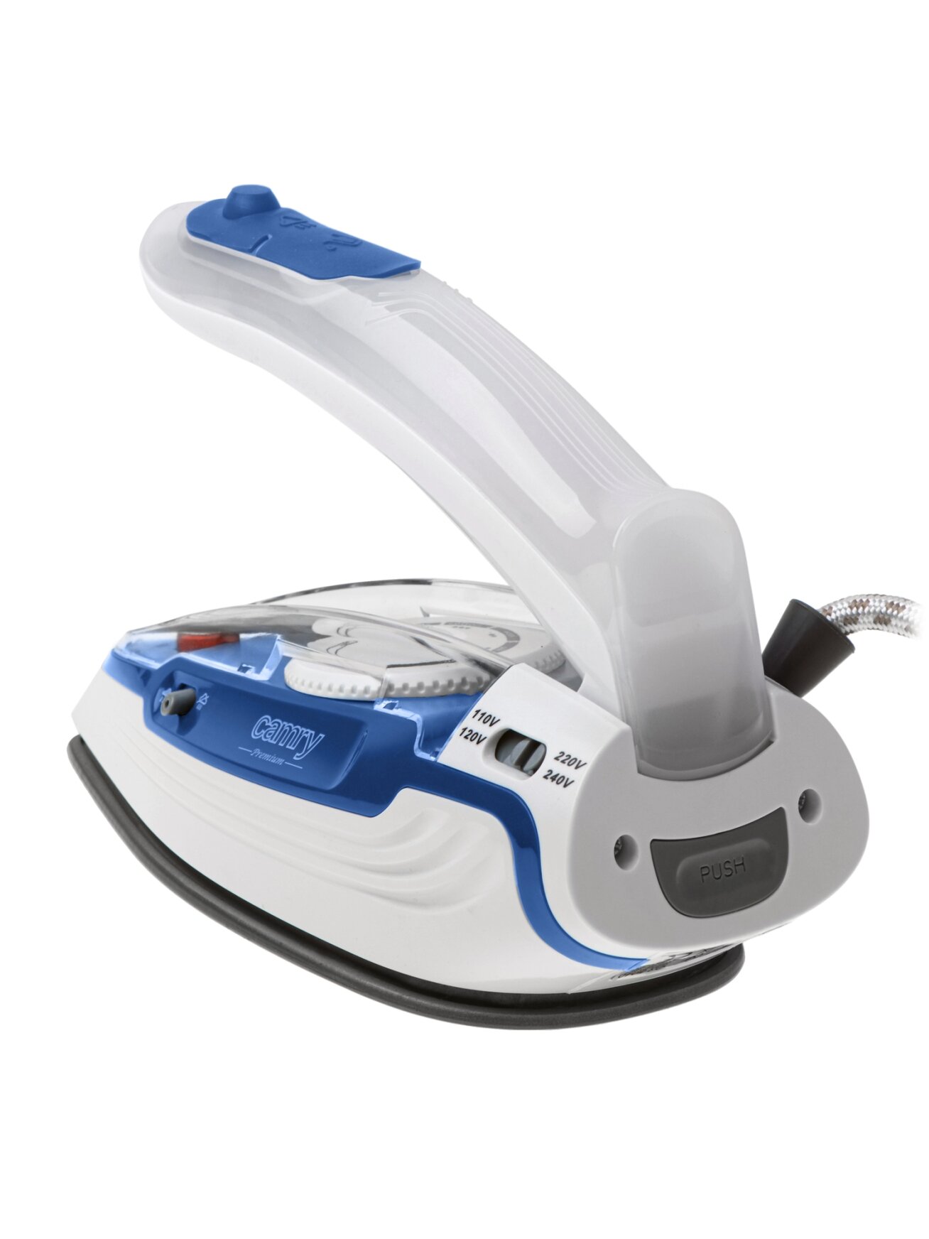 Camry CR 5040 | Steam travel iron | 1600 W | Water tank capacity 80 ml | Continuous steam 10 g/min | Steam boost performance 50 g/min | Blue/White 4 Camry CR 5040 | Steam travel iron | 1600 W | Water tank capacity 80 ml | Continuous steam 10 g/min | Steam boost performance 50 g/min | Blue/White 4