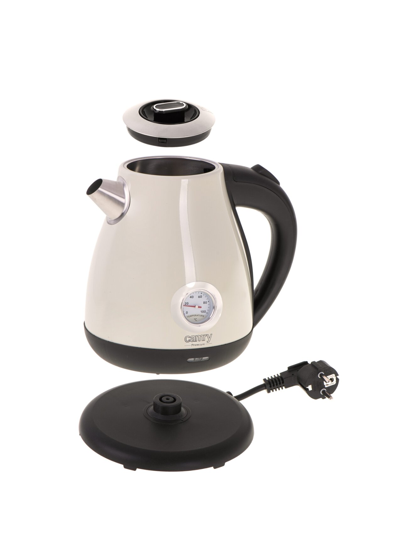 Camry | Kettle with a thermometer | CR 1344 | Electric | 2200 W | 1.7 L | Stainless steel | 360° rotational base | Cream 4